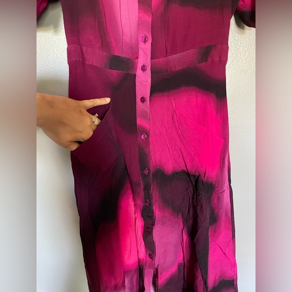 The Kit | Cobie Shirtdress in Pink and Black Love Haze Button Up Midi Sz 4 - Picture 10 of 16